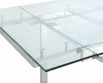 Wexford Clear Glass/Chrome Metal Extendable Dining Table