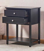 Wilburg Black Wood 2-Drawer Side Table