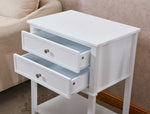 Wilburg White Wood 2-Drawer Side Table