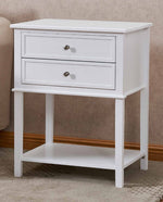 Wilburg White Wood 2-Drawer Side Table