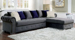 Wilmington 2-Pc Gray Velvet RAF Sectional Sofa