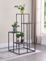 Winnie Rustic Brown Wood/Black Metal 4-Tier Display Shelf