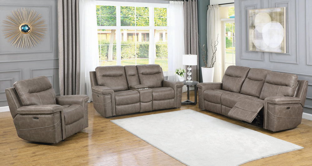 Wixom 3-Pc Taupe 2xPower Recliner Sofa Set (Oversized)