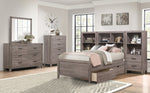 Woodrow Gray Twin Bed w/Bookcase Headboard & Drawers