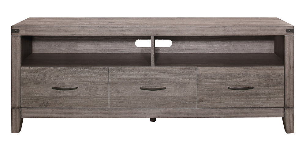 Woodrow Gray Wood 3-Drawer TV Console