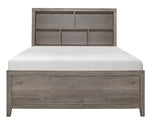 Woodrow Gray Wood Full Bed with Bookcase Headboard