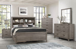 Woodrow Gray Wood Full Bed with Bookcase Headboard