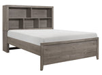 Woodrow Gray Wood Full Bed with Bookcase Headboard