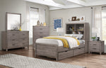 Woodrow Gray Wood Twin Bed with Bookcase Headboard