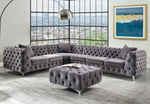 Wugtyx 3-Pc Dark Gray Velvet Sectional Sofa