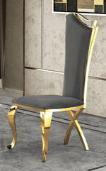 Yasmeen 2 Dark Gray Velvet/Gold Metal Side Chairs