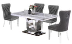 Bellamy 5-Pc White Marble/Dark Gray Dining Table Set