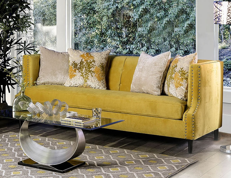 Tegan Royal Yellow Microfiber Sofa (Oversized)