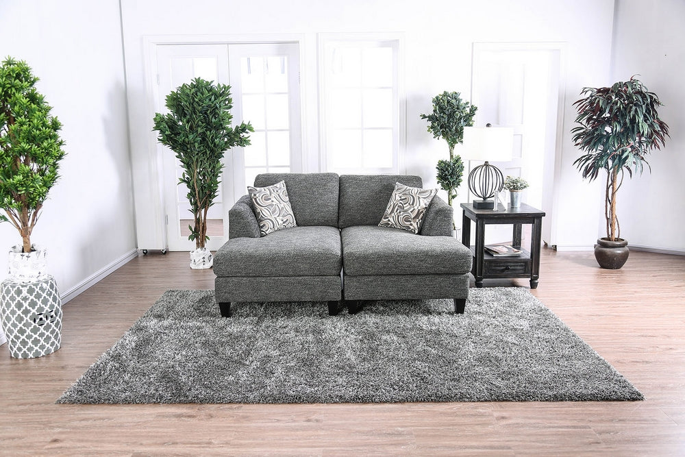 Lowry 2-Pc Gray Chenille Sectional Sofa