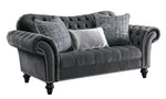 Gaura Dark Gray Fabric Loveseat with Rolled Armrest