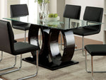 Lodia Black Wood Dining Table with Glass Top