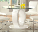 Lodia White Wood/Glass Round Dining Table