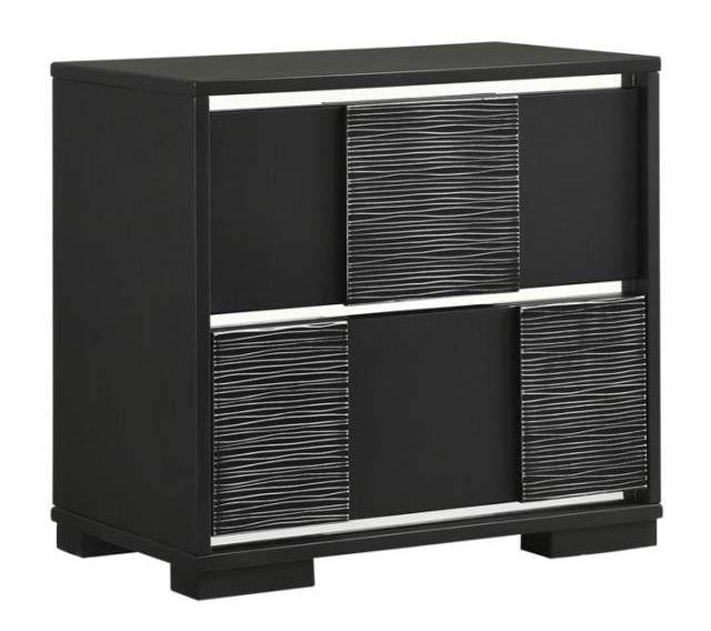 Blacktoft Contemporary Black Wood 2-Drawer Nightstand