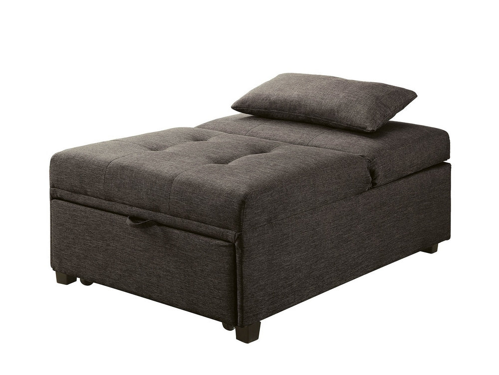 Oona Dark Gray Linen-Like Fabric Futon Sofa