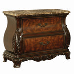 Exeter Dark Burl Wood 2-Drawer Nightstand with Marble Top