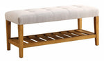 Charla Light Gray Fabric/Oak Wood Bench with Shelf