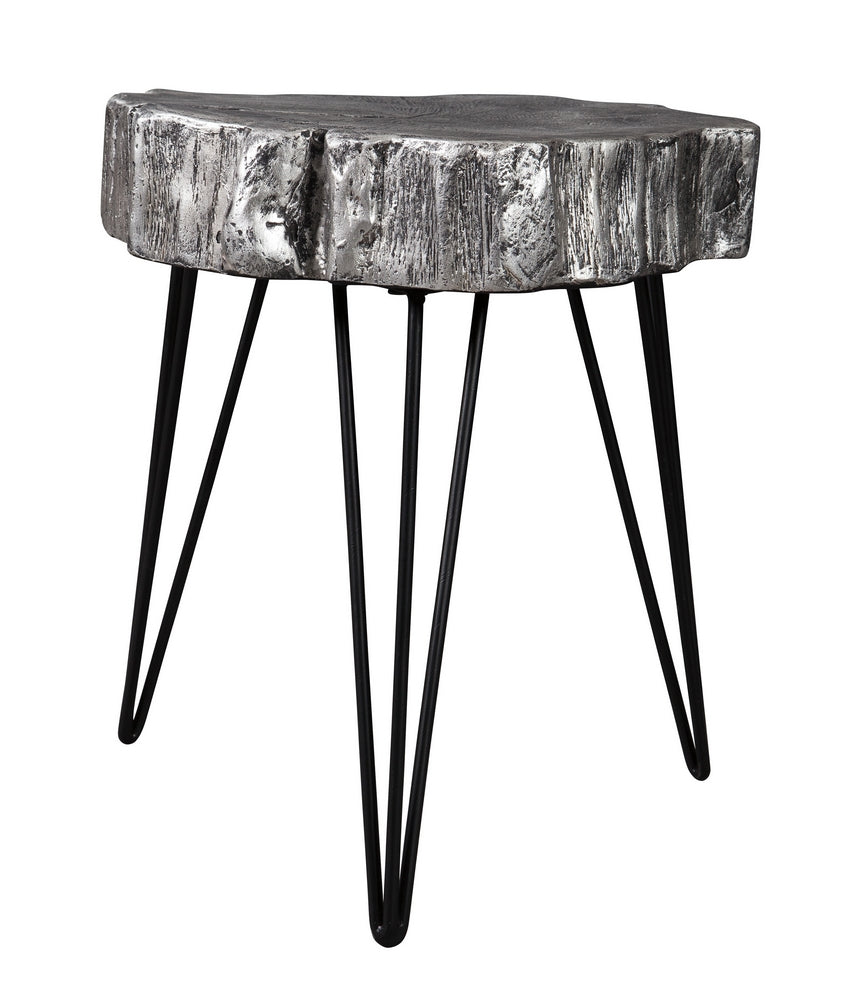 Dellman Antique Silver/Black Metal Accent Table