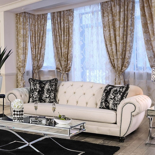 Gilda Beige Linen-Like Fabric Sofa (Oversized)