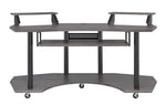 Eleazar Black Oak Wood/Metal Computer Desk with 2 Stands