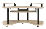 Eleazar Natural Oak Wood/Metal Computer Desk with 2 Stands