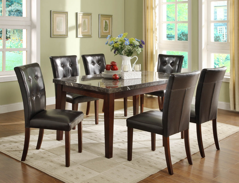 Decatur Brown Wood Dining Table with Marble Top