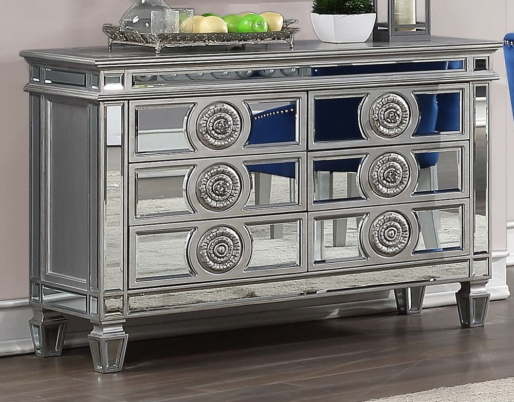 Varian Mirrored/Antique Platinum Wood Server