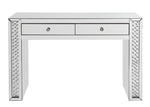 Nysa Mirrored 2-Drawer Vanity Desk with Faux Crystal Inlay