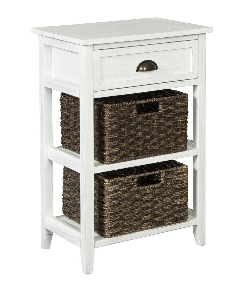 Oslember White Accent Table with Baskets