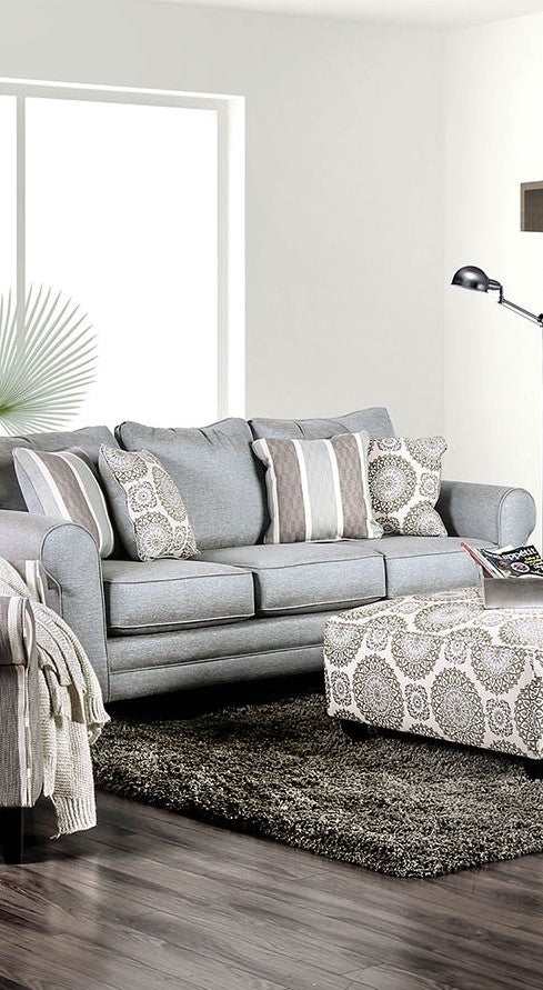 Misty Blue Woven Fabric Sofa