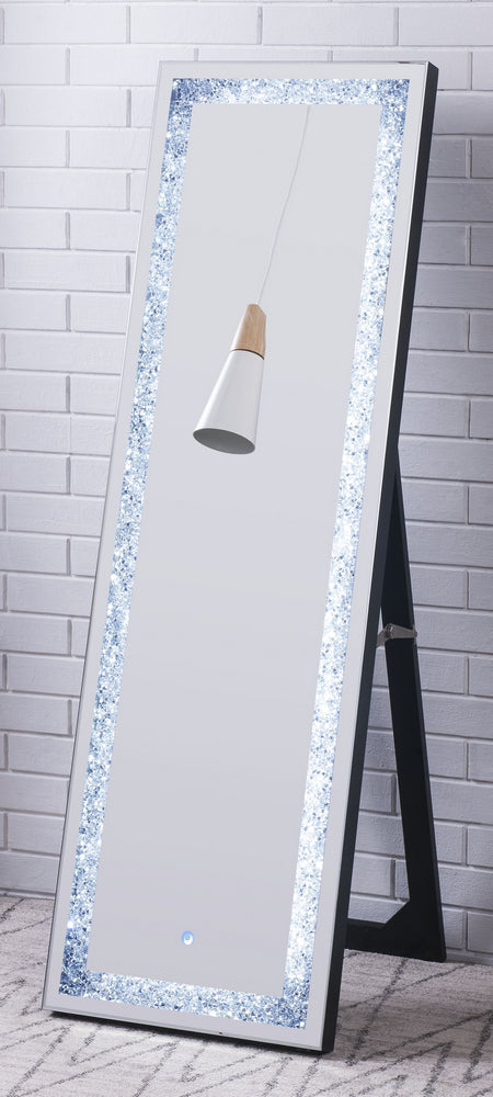 Noralie Mirrored Frame Floor Accent Mirror with LED