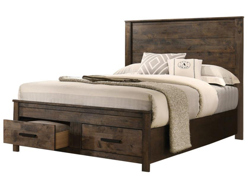 Woodmont Rustic Golden Brown Wood King Storage Bed