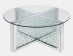 Nysa Mirror/Clear Glass Coffee Table with Faux Crystals Inlay