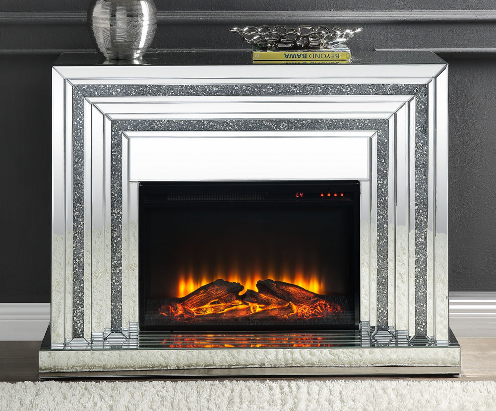 Noralie Mirrored Console Table with Fireplace