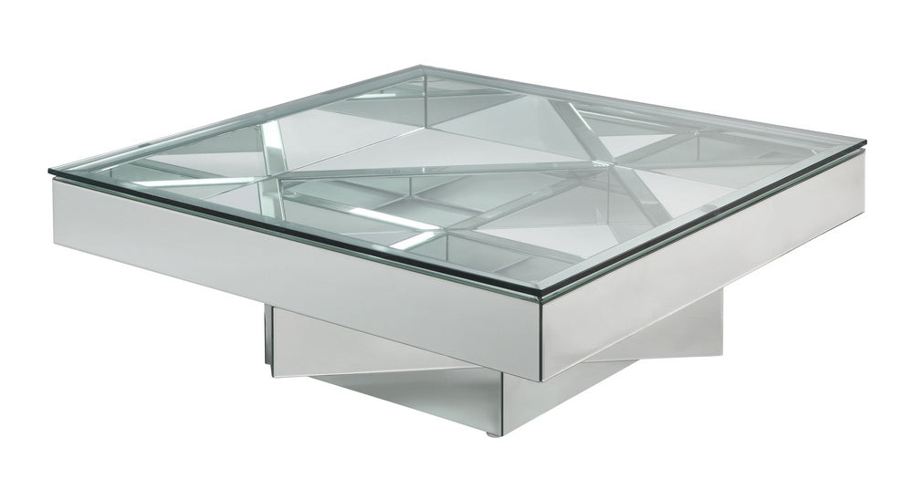 Meria Clear Glass/Mirror Square Coffee Table