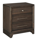 Brueban Gray Wood 3-Drawer Nightstand