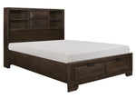 Chesky Warm Espresso Wood Queen Bed with Storages