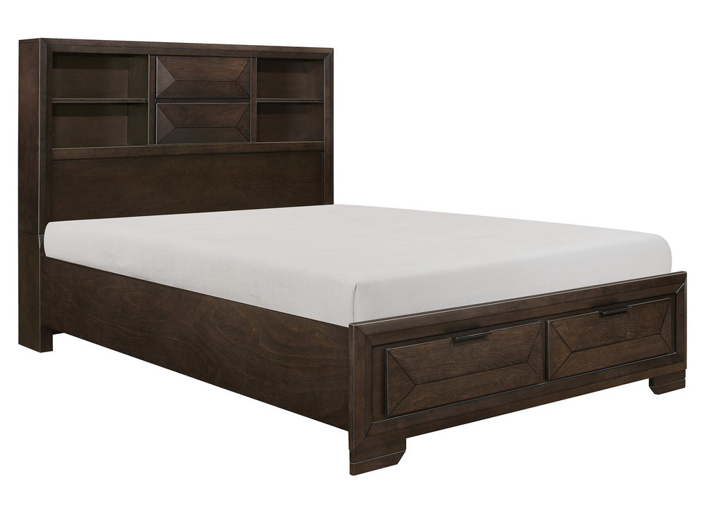Chesky Warm Espresso Wood Cal King Bed with Storages