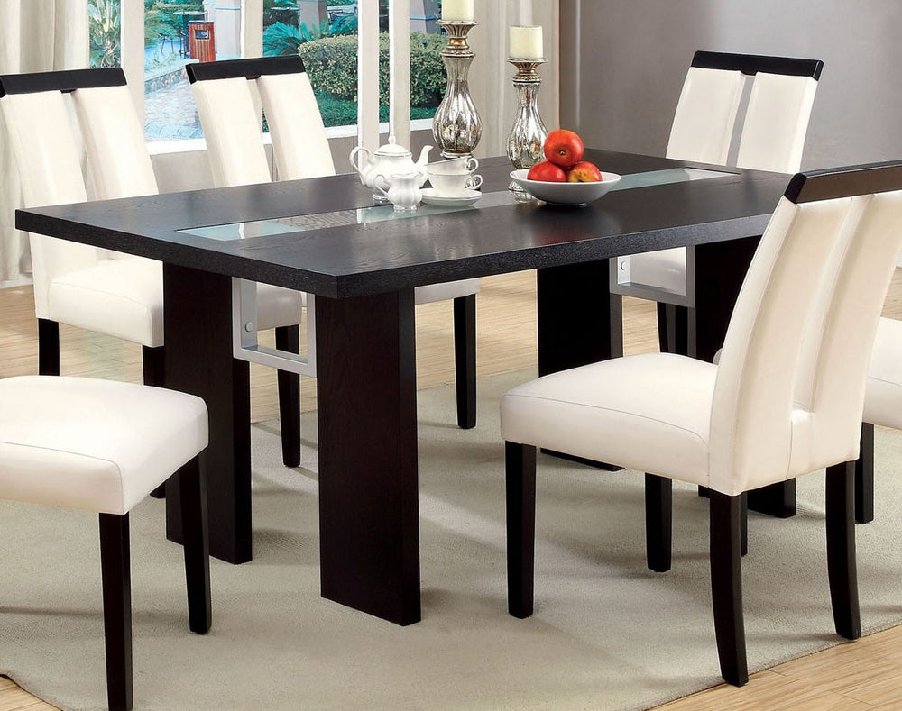 Luminar Black Dining Table with Glass Inserts