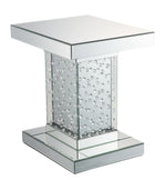 Nysa Mirrored End Table with Faux Crystals Inlay