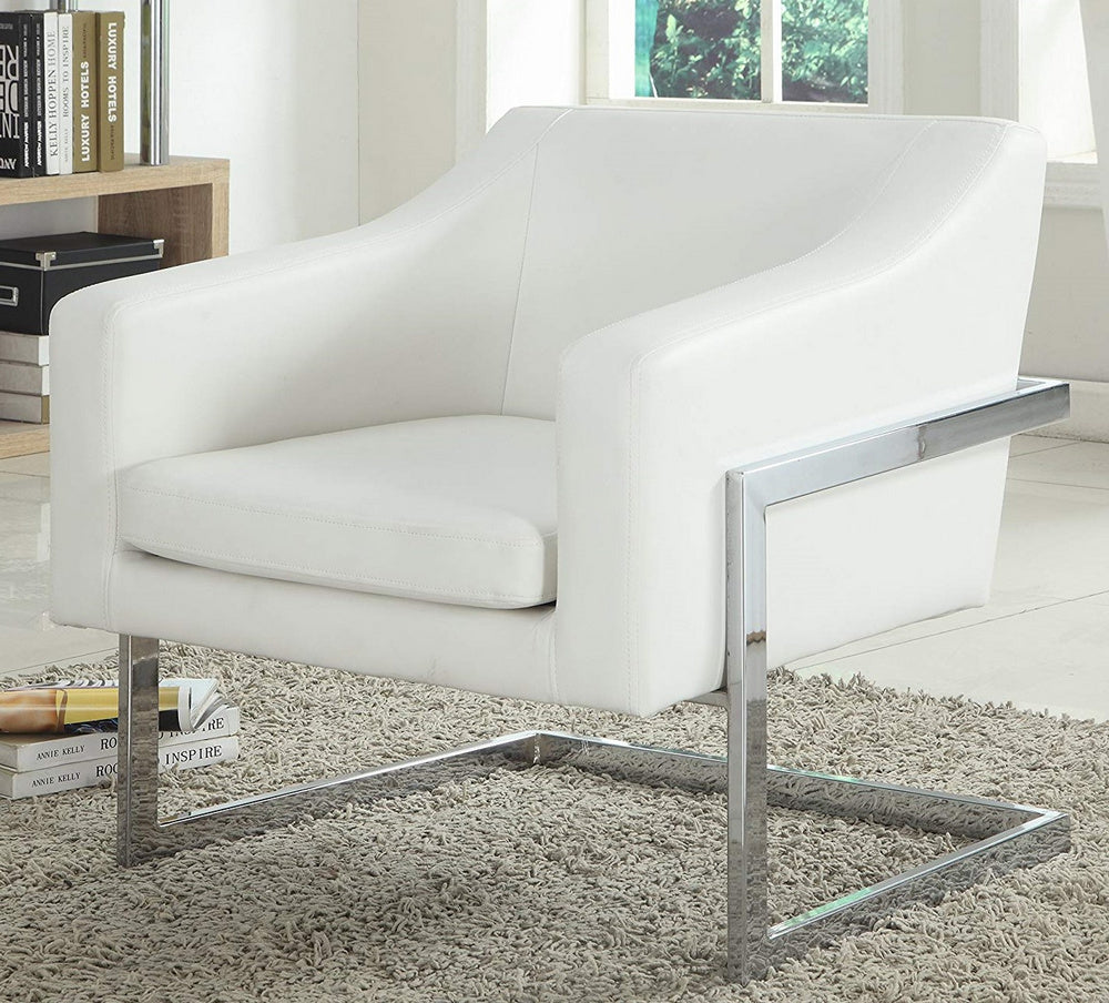 Violante White Faux Leather Accent Chair