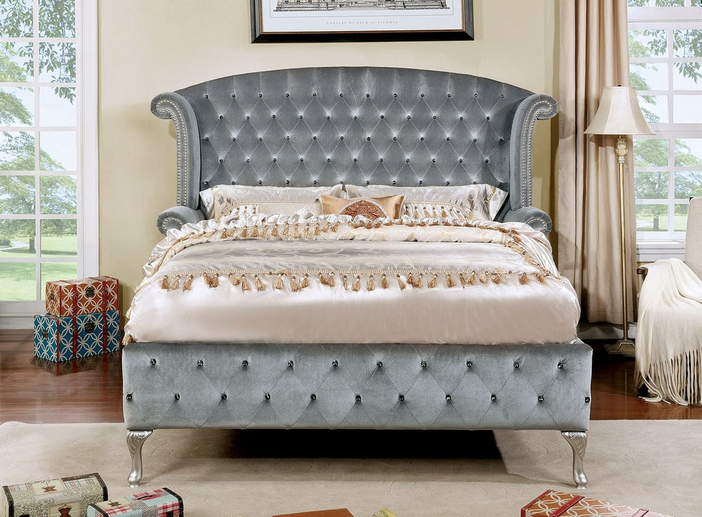 Alzir Gray Fabric Cal King Bed (Oversized)