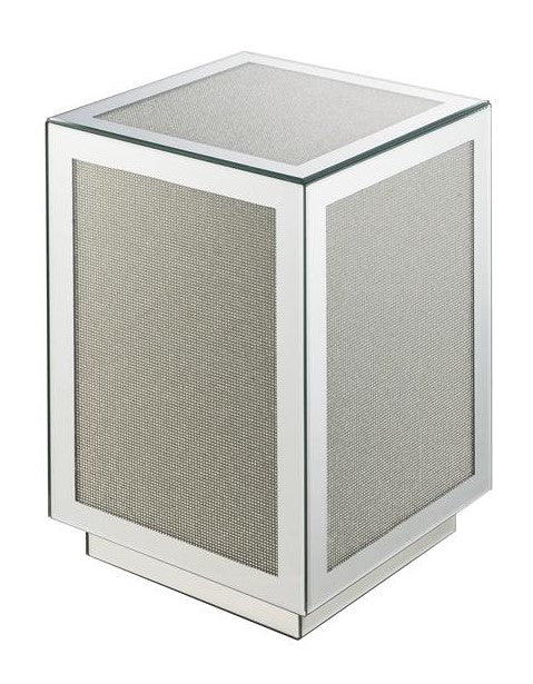 Lavina Mirrored End Table with Faux Diamonds Inlay