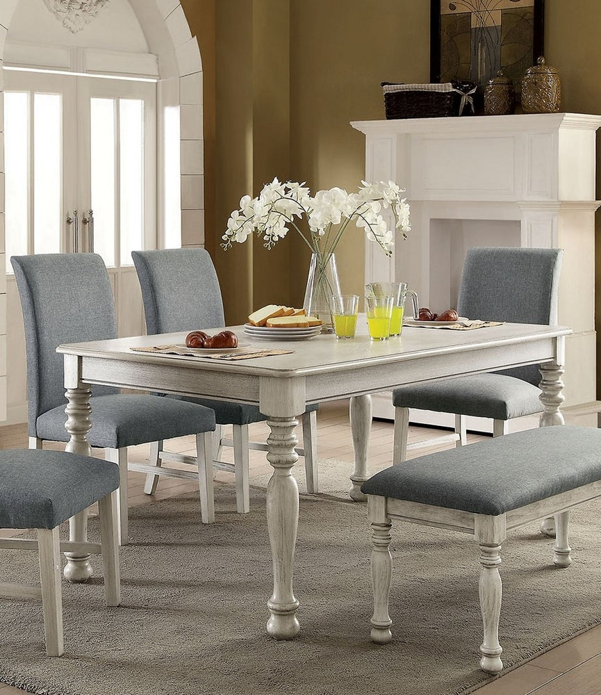 Siobhan II Antique White Wood Dining Table