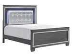 Allura Gray Wood King Bed with LED Lighting