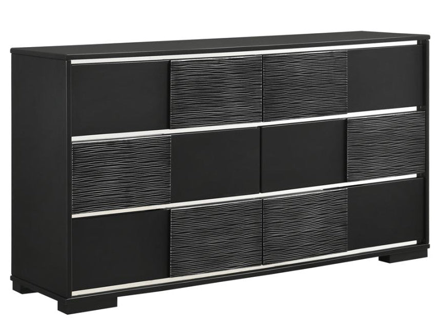 Blacktoft Contemporary Black Wood 6-Drawer Dresser